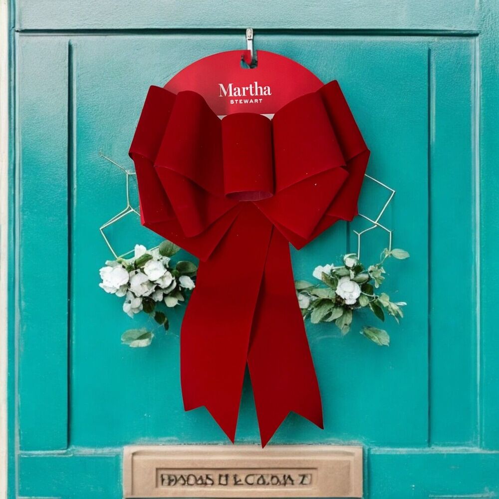 Martha Stewart Giant Red Velveteen Christmas Bow 30x21 With Hook New